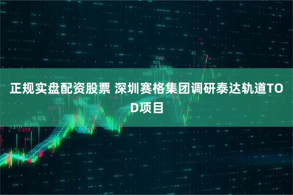 正规实盘配资股票 深圳赛格集团调研泰达轨道TOD项目